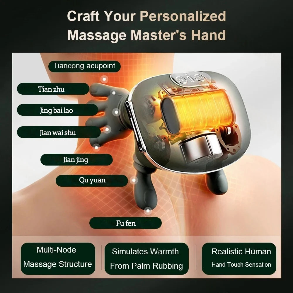Electric Shiatsu Neck Shoulder Back Massager Finger Pressure Deep Kneading Muscle Relaxation for Stress Relief