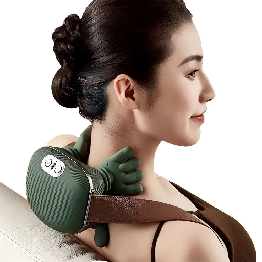 Electric Shiatsu Neck Shoulder Back Massager Finger Pressure Deep Kneading Muscle Relaxation for Stress Relief