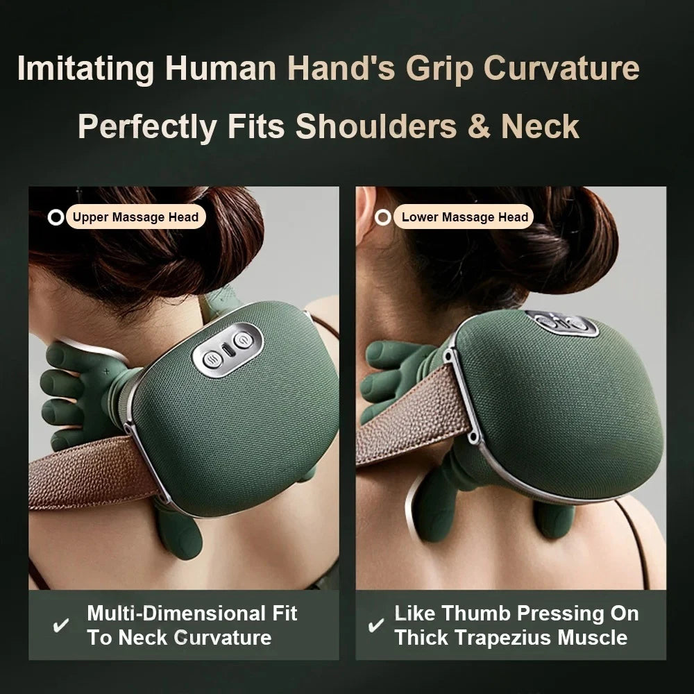 Electric Shiatsu Neck Shoulder Back Massager Finger Pressure Deep Kneading Muscle Relaxation for Stress Relief